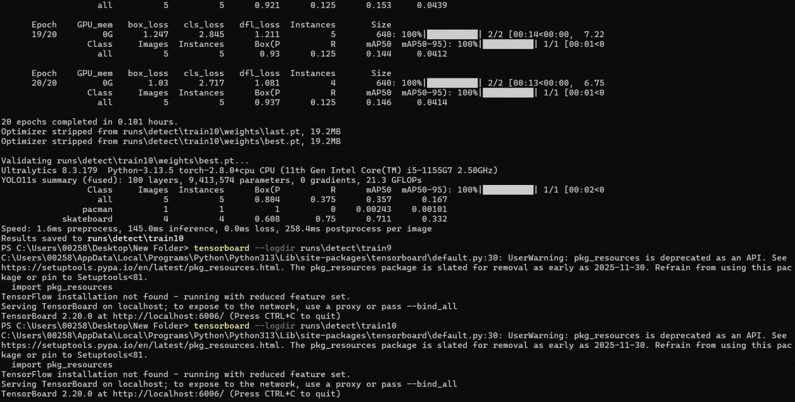 На этот раз прогон продолжился в 20 эпох