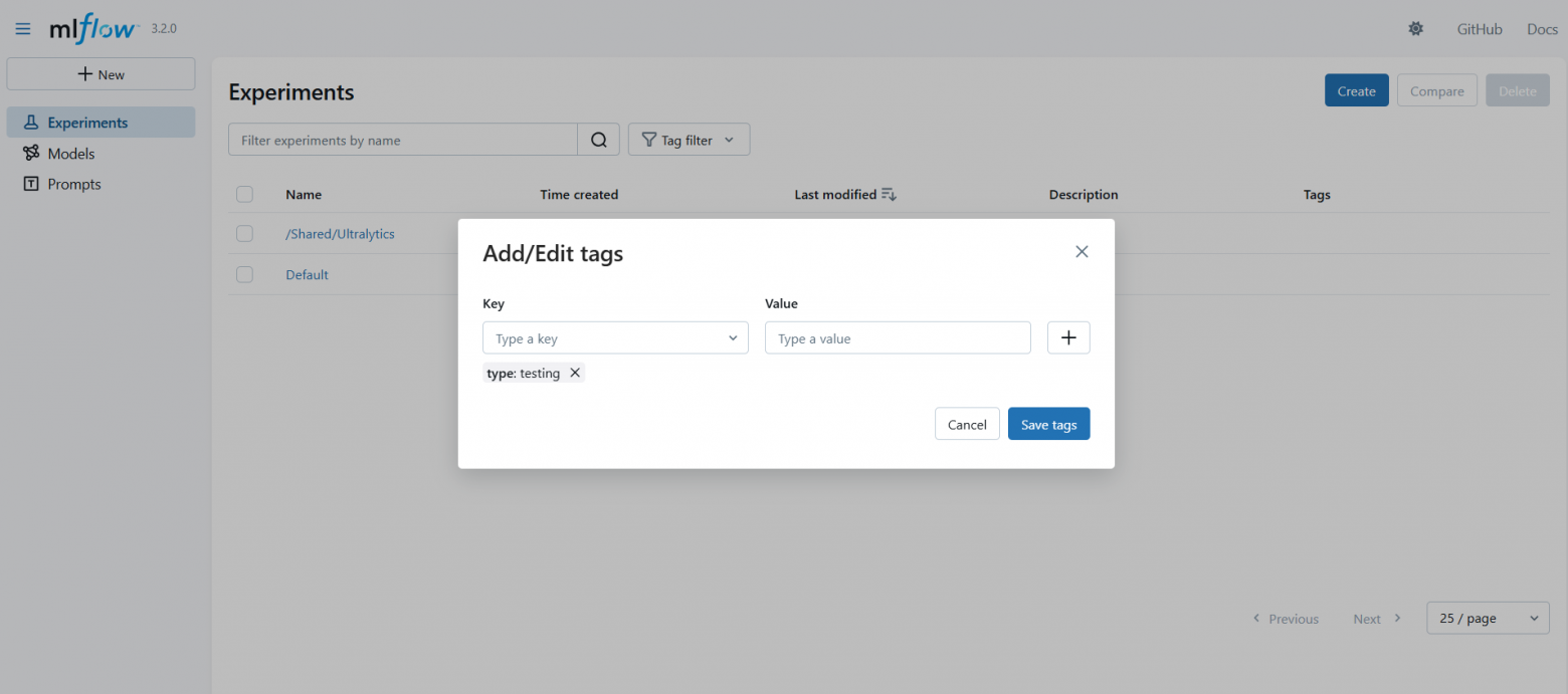 Присвоим ему тег testing