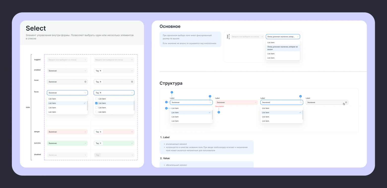 Пример оформления компонента и спецификаций