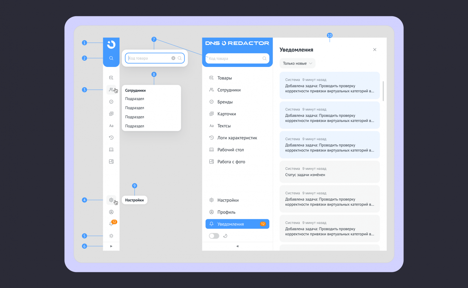 Названия разделов изменены для конфиденциальности