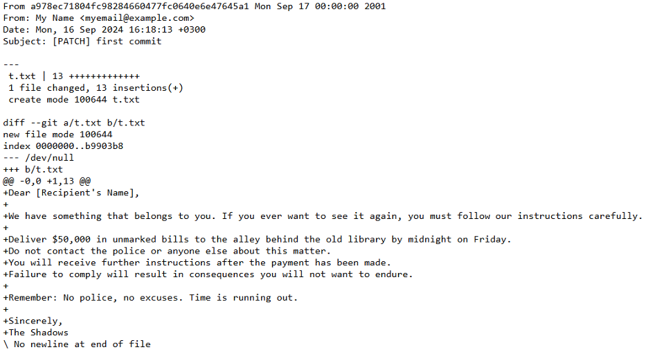 Рис. 19 — Предположительно тестовый коммит от самого злоумышленника