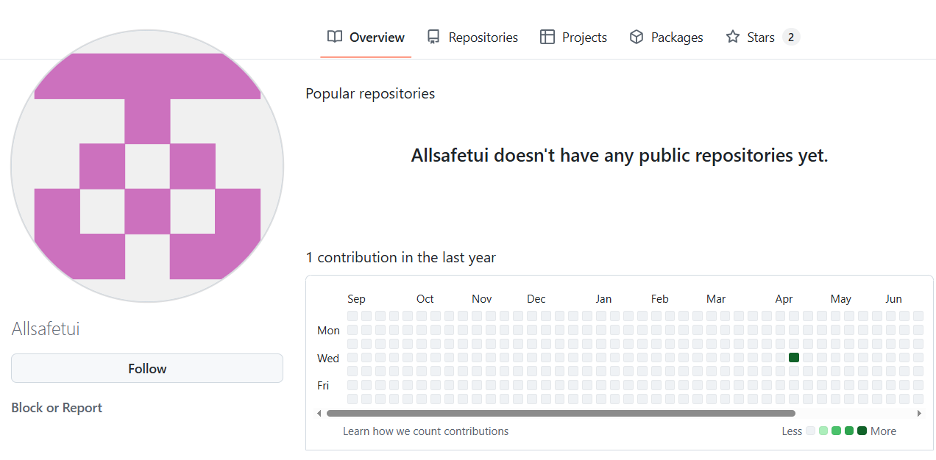 Рис. 6 — GitHub аккаунт Allsafetui