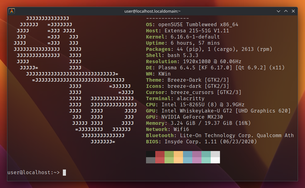 Alacritty с полупрозрачностью на OpenSUSE Tumbleweed