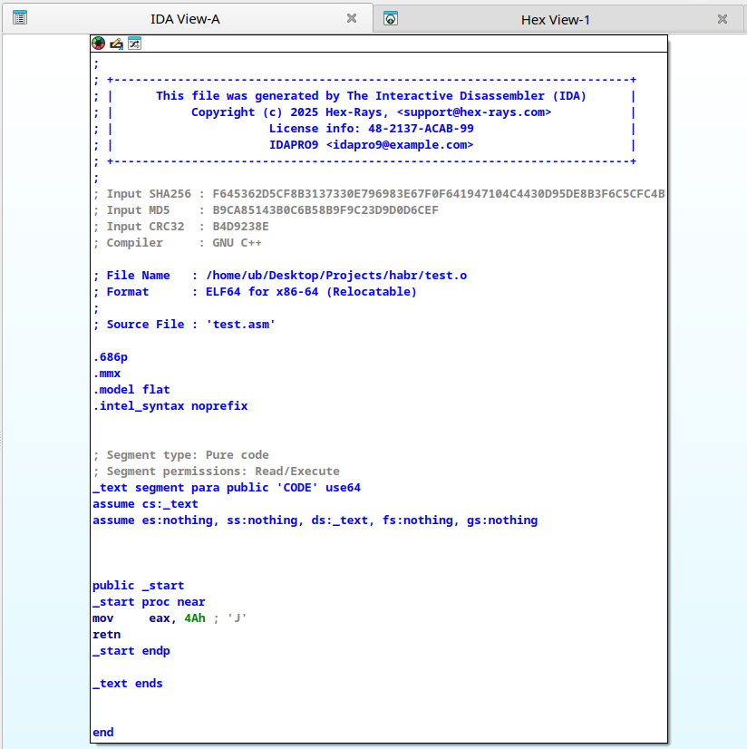 Просмотр в режиме IDA View