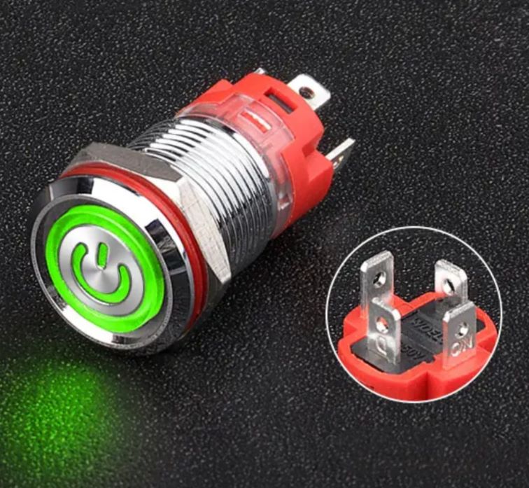 Приличная кнопка, диаметр резьбы 12 мм. Цена - 350р.