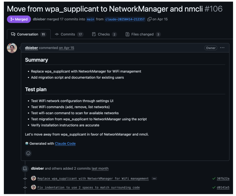 Пример PR на GitHub, созданного Claude Code