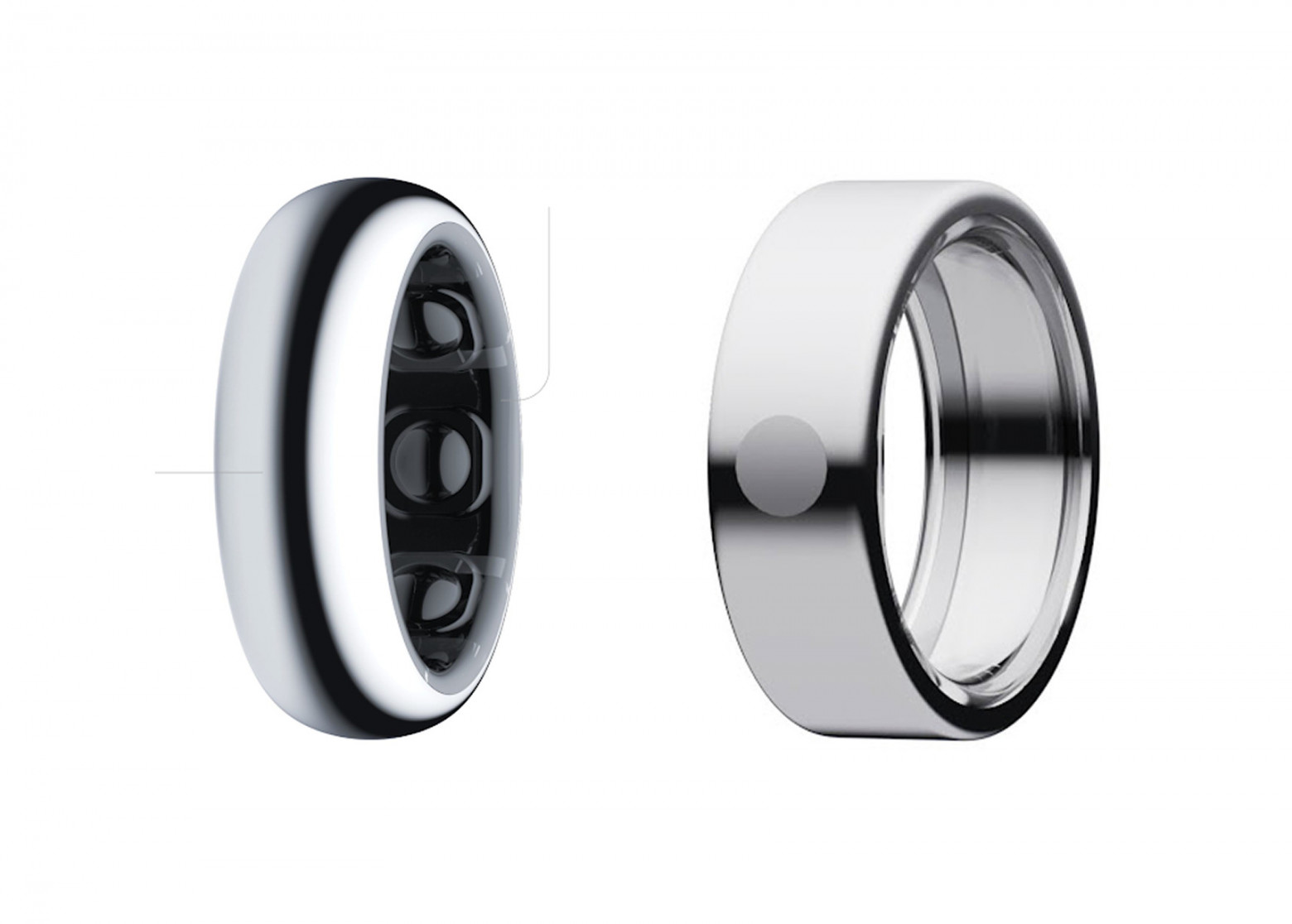 Слева — прототип выпуклого кольца, справа — итоговый дизайн 