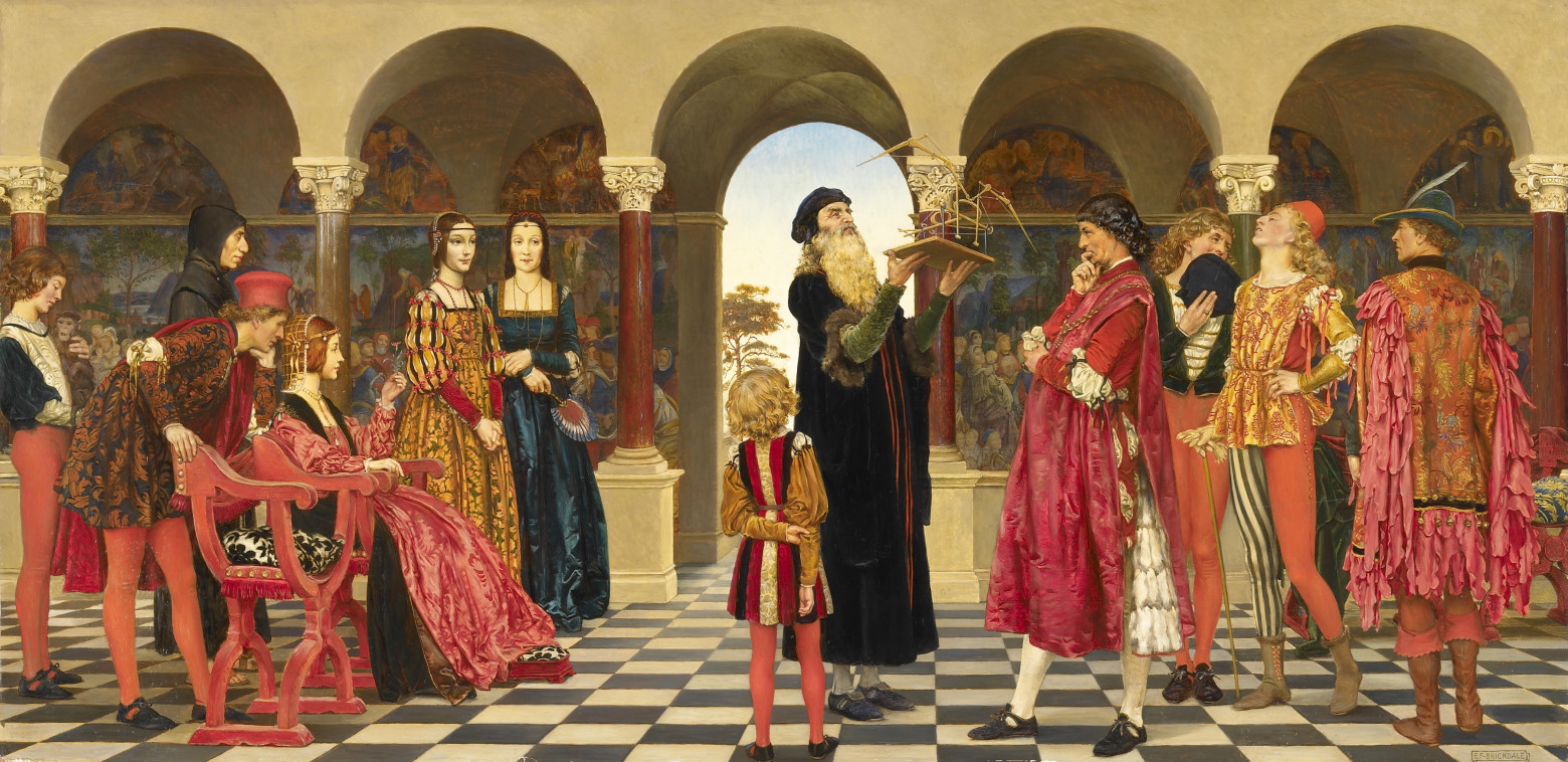 Леонардо да Винчи при дворе герцогов Сфорца в Милане, картина Элеаноры Фортескью-Брикдейл