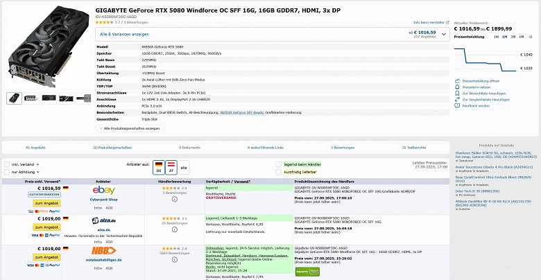 Наконец-то дождались нормальных цен на видеокарты: GeForce RTX 5080, RTX 5070 Ti, RTX 5070, RTX 5060 Ti продаются в США и Европе по ценам ниже рекомендованных - 2 Наконец-то дождались нормальных цен на видеокарты: GeForce RTX 5080, RTX 5070 Ti, RTX 5070, RTX 5060 Ti продаются в США и Европе по ценам ниже рекомендованных