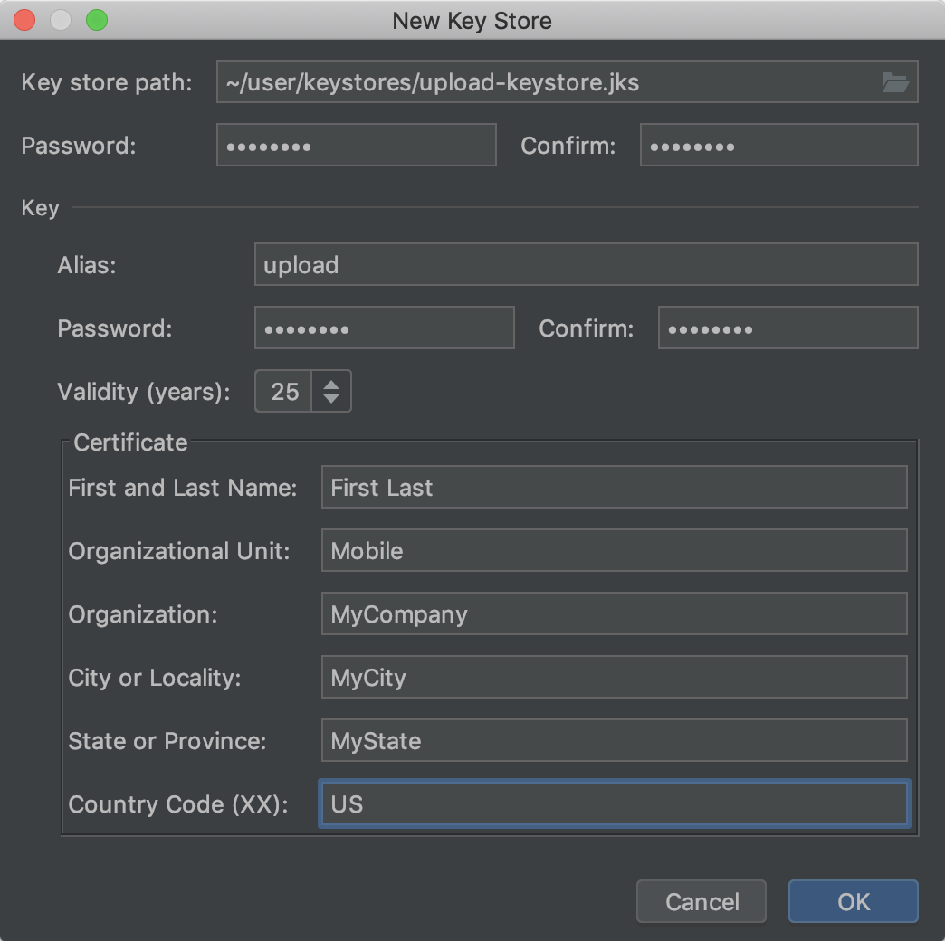 Новый ключ загрузки и хранилище ключей в Android Studio