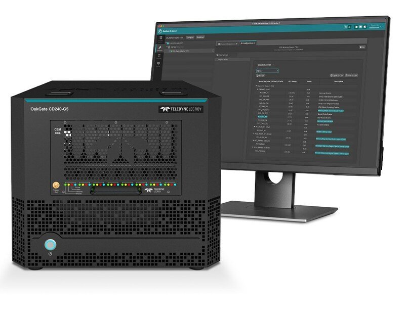 Пример CXL-устройства — Teledyne LeCroy Oakgate CD240-G5: универсальная система тестирования для проверки и отладки каналов и устройств расширения памяти CXL; поддерживает до 4 устройств расширения памяти Type 3 CEM и E.3 CXL