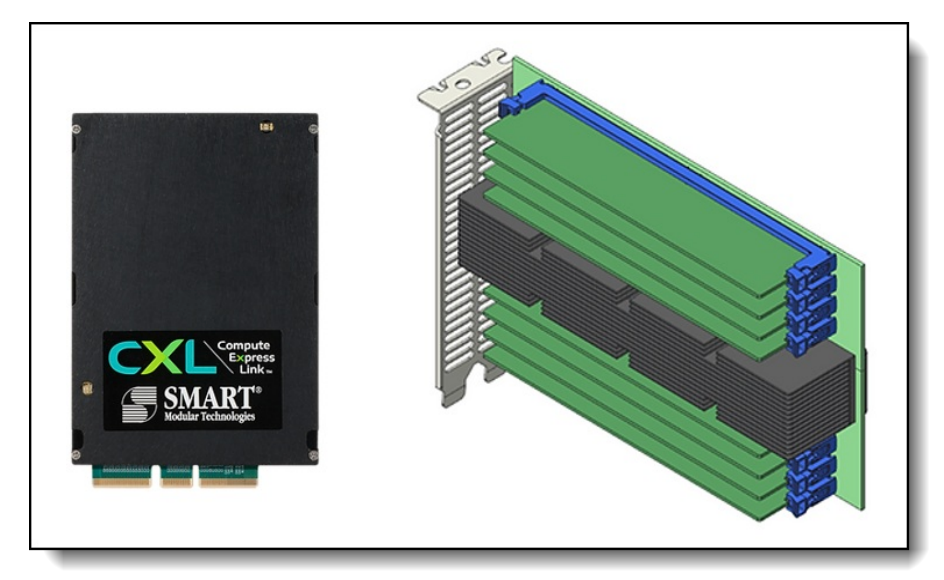 Модуль памяти SMART Modular Technologies E3.S CXL и дополнительная плата на 8 DIMM