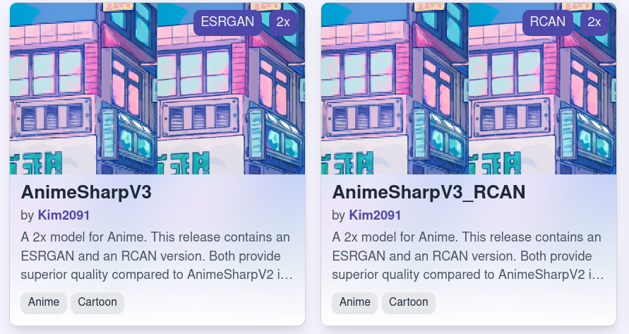 Список моделей в ChaiNNer