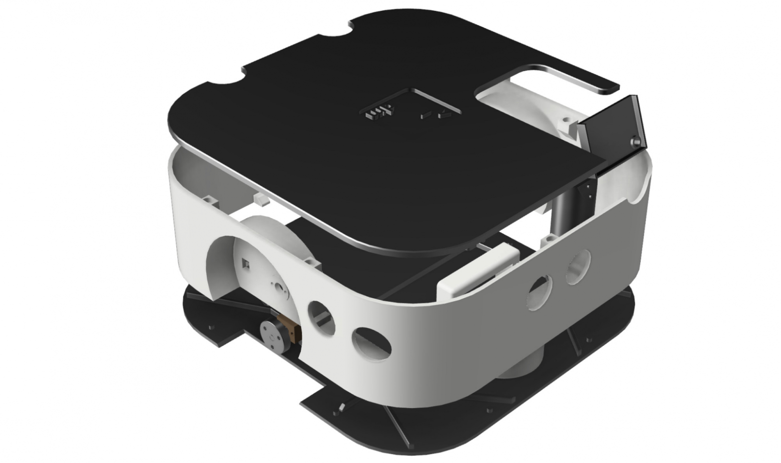 Рендер робота в разобранном состоянии в программе Autodesk Fusion.