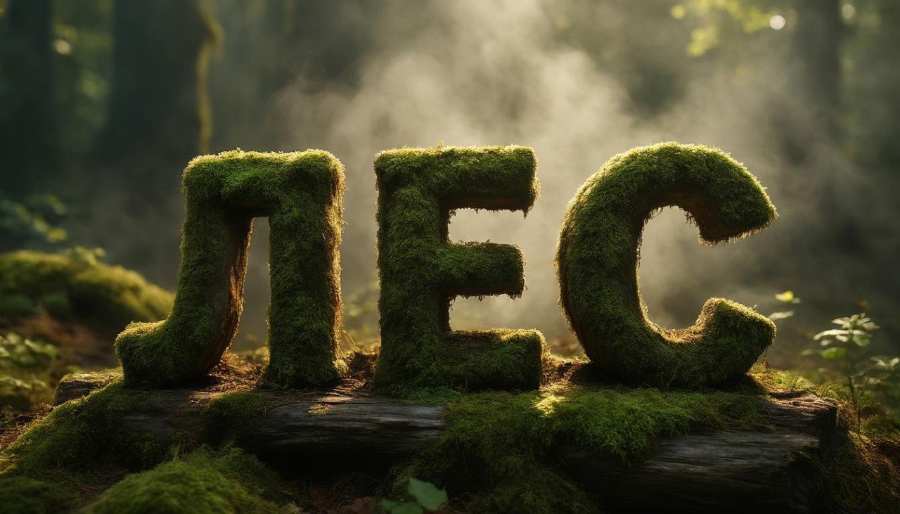 Prompt: Нарисуй надпись ЛЕС объемными буквами из старой растрескавшейся древесины покрытой мхом. Буквы стоят на фоне леса и подсвечены теплым предзакатным солнцем. Прямо за буквами клубится серый дым