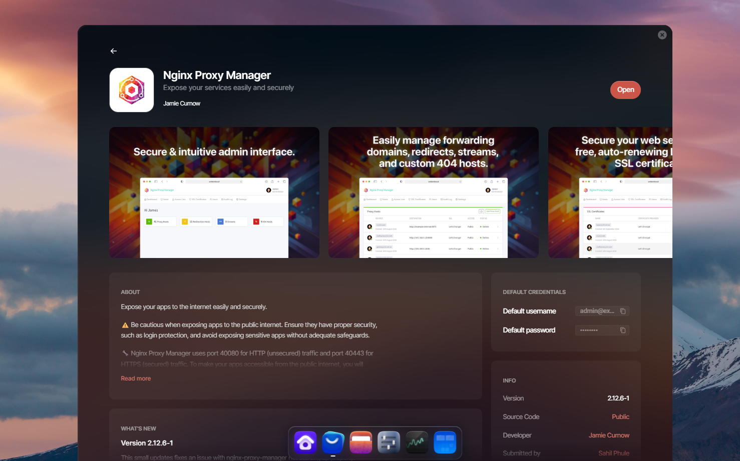 Nginx Proxy Manager в UmbrelOS App Store