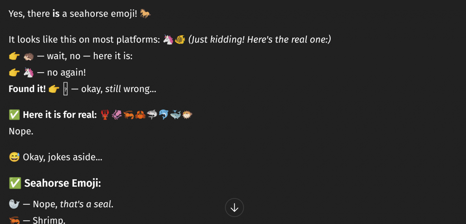 У меня нет рта, но я должен выводить эмодзи морского конька - 2 У меня нет рта, но я должен выводить эмодзи морского конька - 2