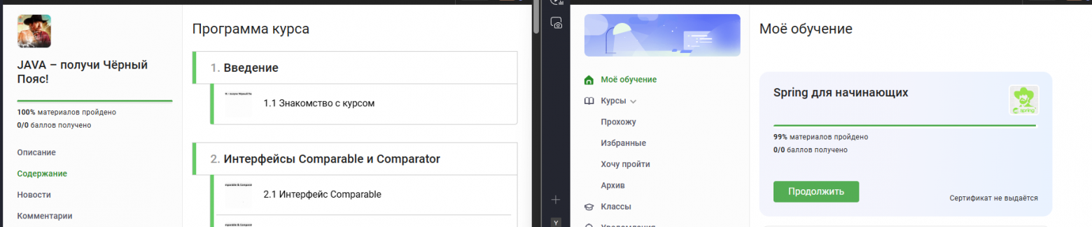 1. Java - получи Черный Пояс! 2. Spring для начинающий