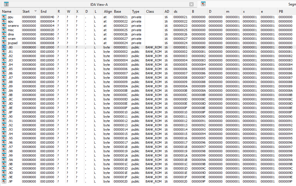 Список сегментов для одной игры
