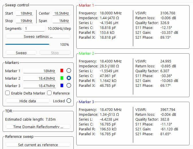 Рис. 50. Установка параметров сканирования для проверки кварцевого резонатора