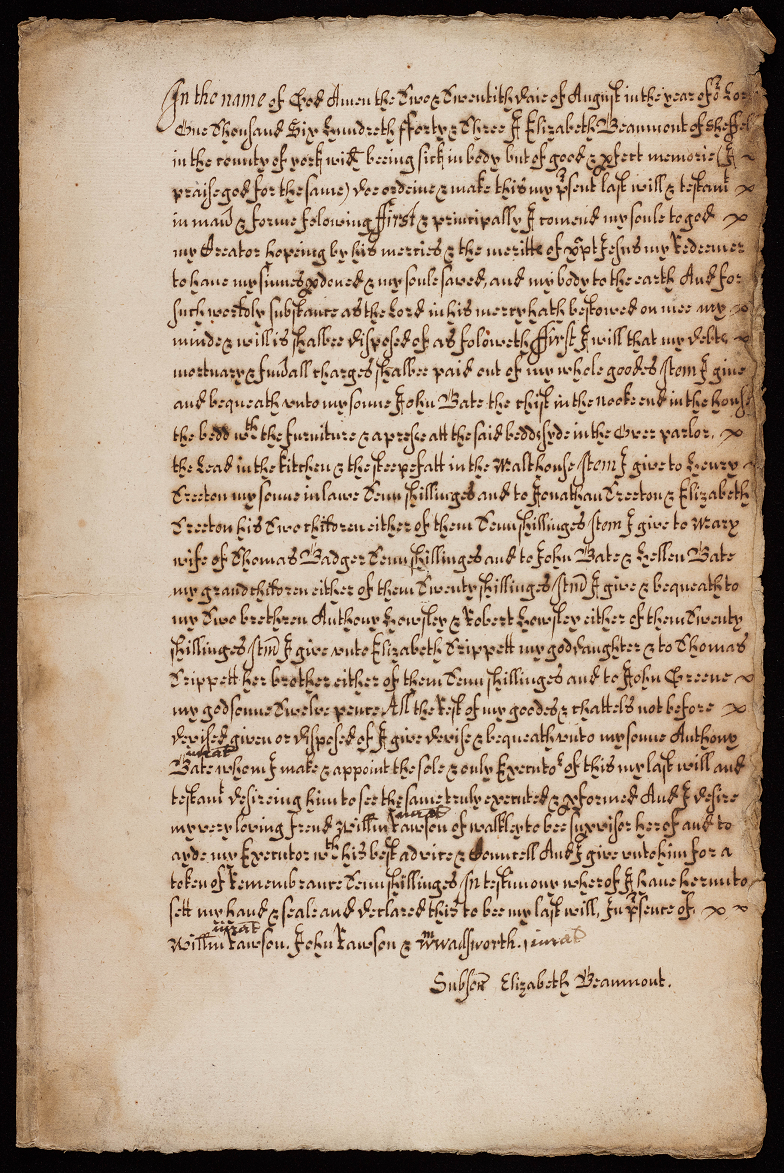 Завещание некой Elizabeth Baumont