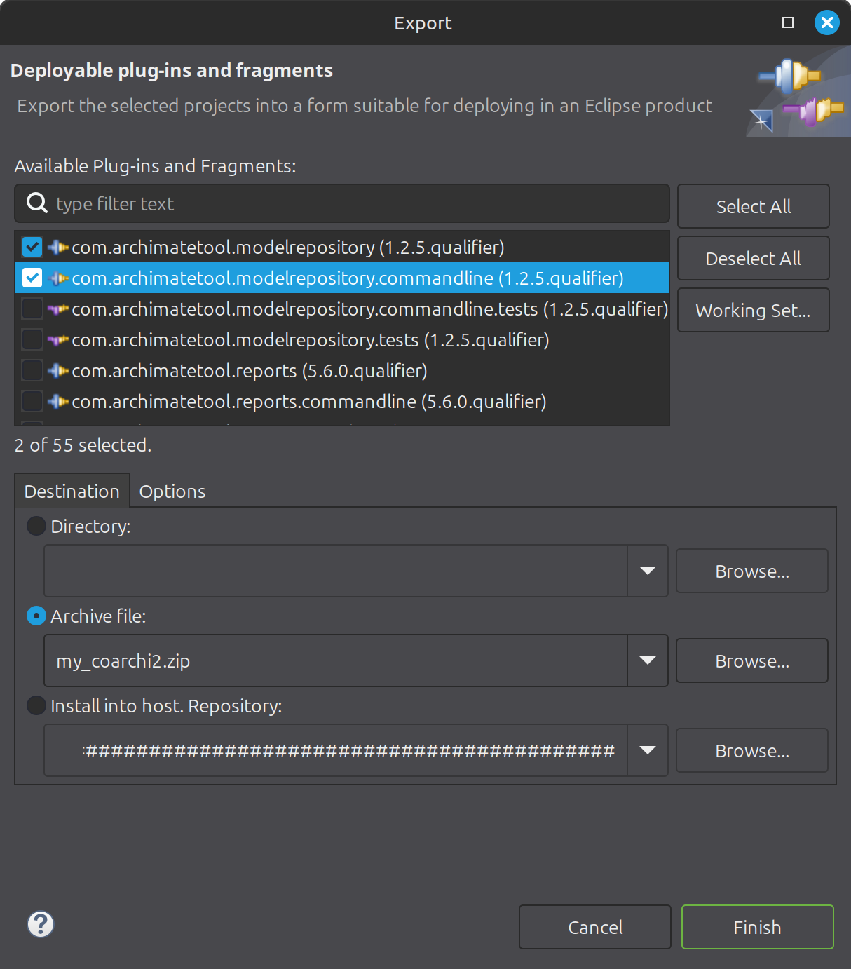 Настройки экспорта