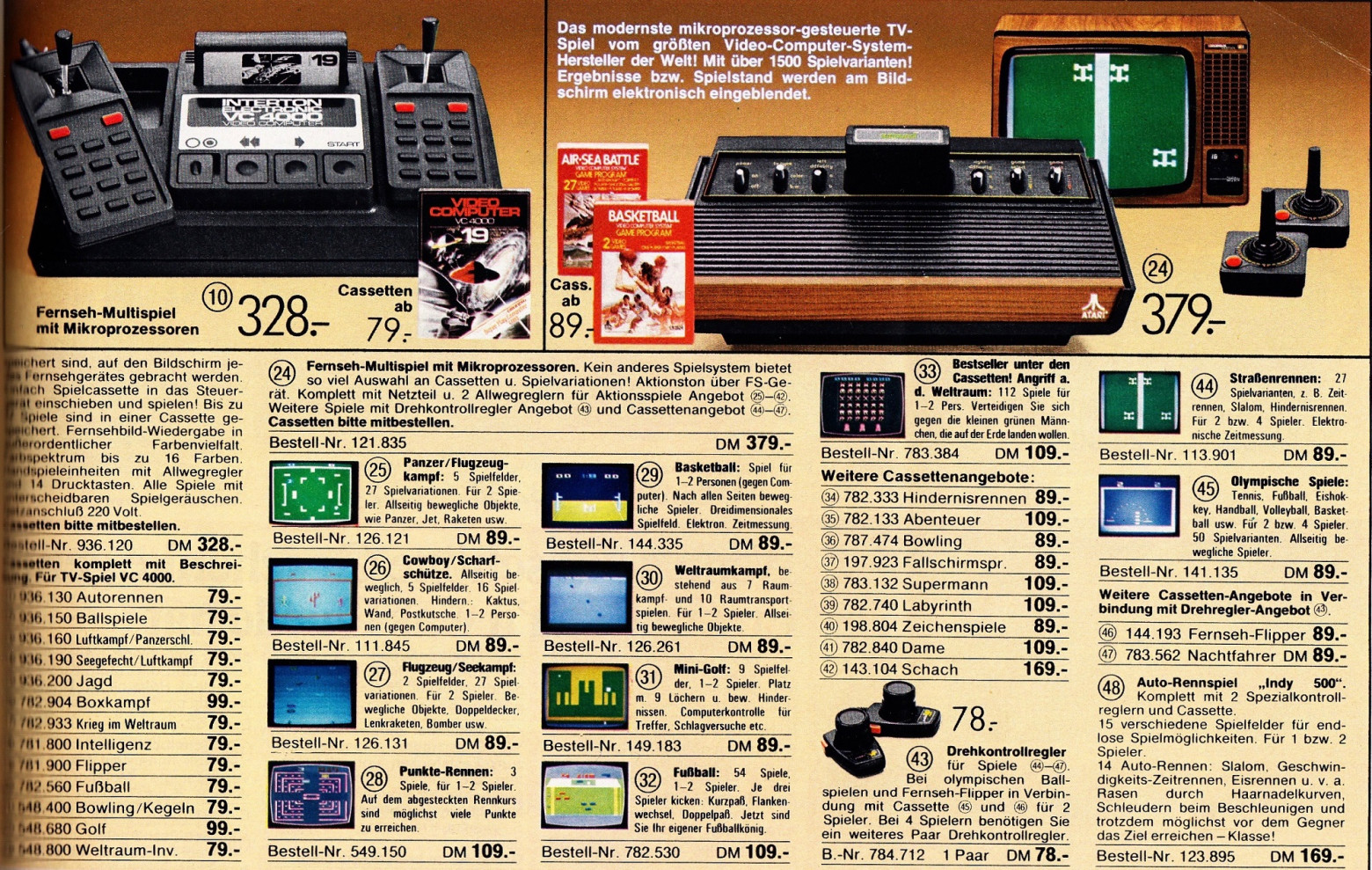 VC 4000 за 328DM, Atari 2600 за 379DM