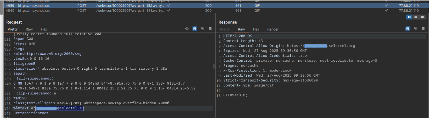 Просмотр данных из аналитики.