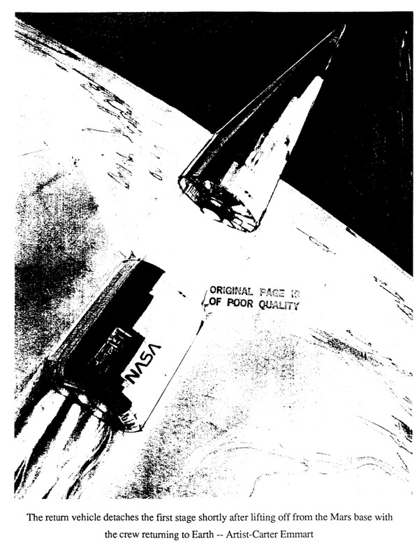 Шаттлы возвращали бы часть экипажа на корабль-циклер, доставляющий новую команду и припасы. Изображение: Картер Эммарт