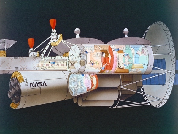У каждого аппарата было задумано по два жилых модуля и марсианский шаттл. Изображение: Картер Эммарт