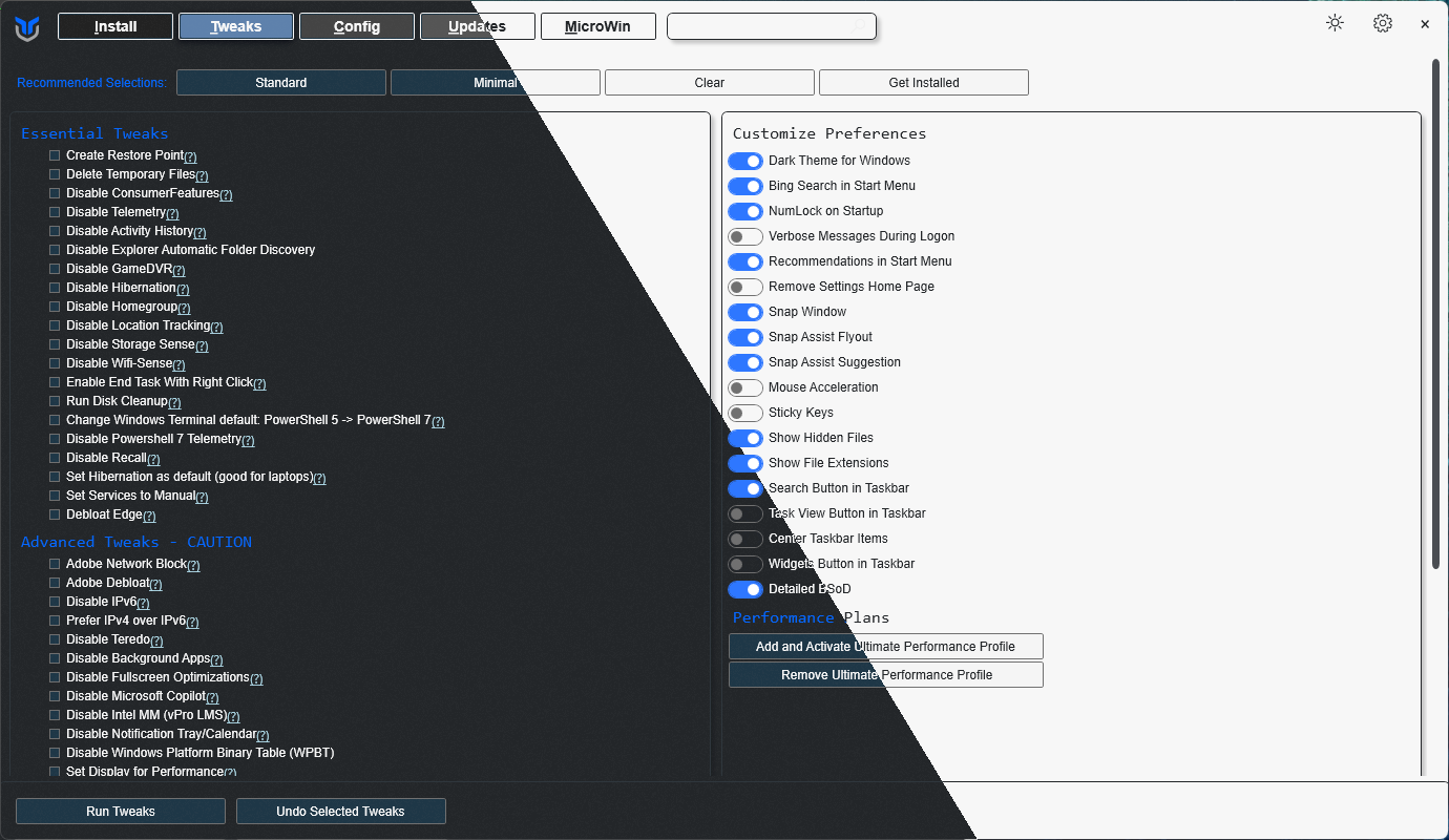 пример работы Chris Titus Tech's