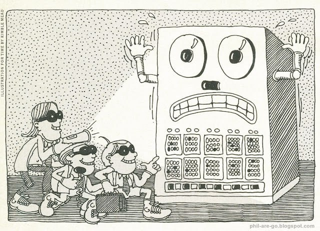 Карикатура на юных хакеров из статьи в TIME, 1981 год