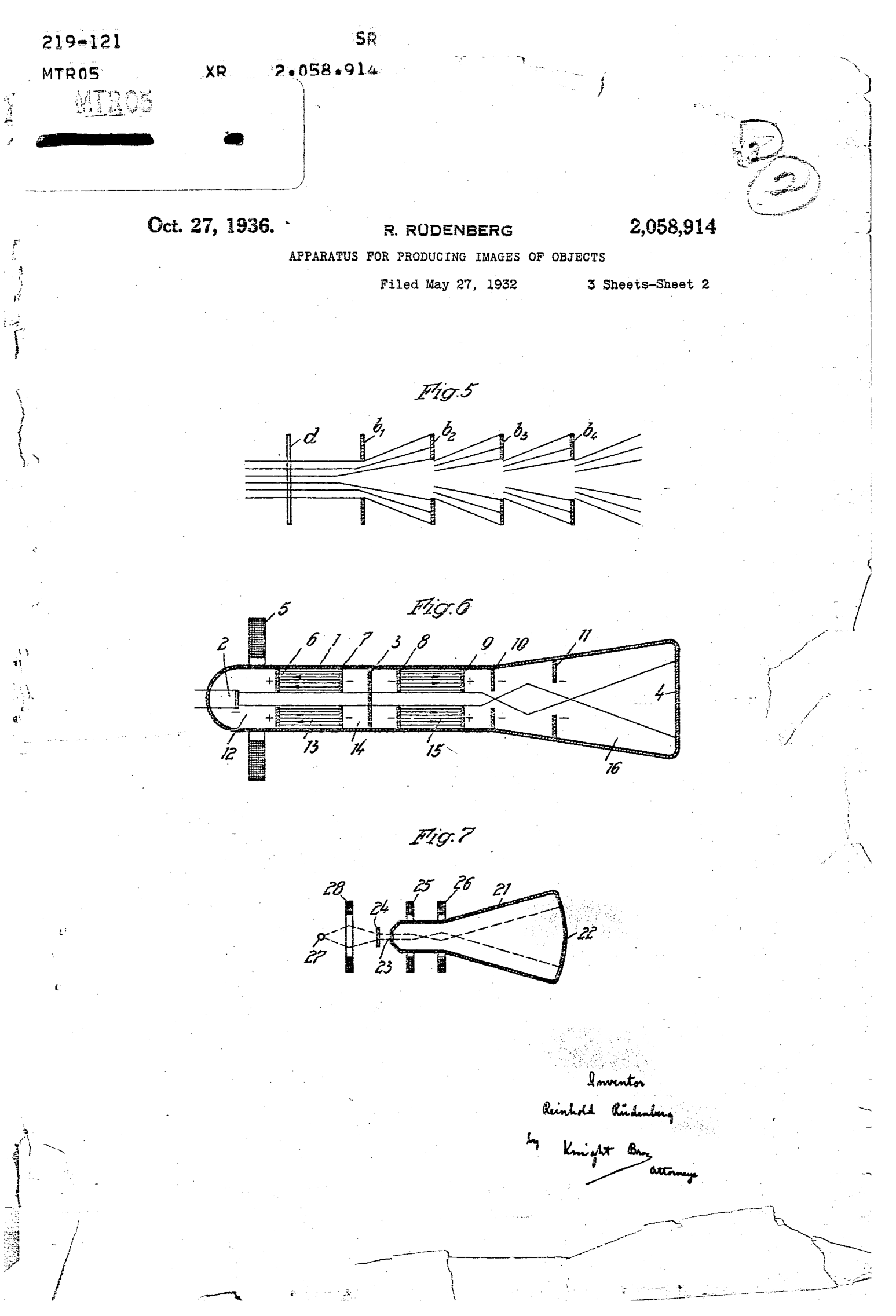 Первая страница патентной заявки Рюденберга, поданной 30 мая 1931 года