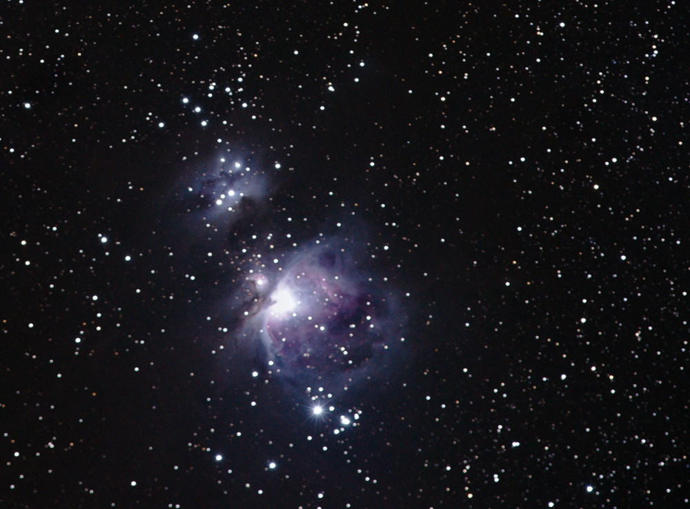 Туманность Ориона, Sony A7II + Minolta 70-200/2.8, iOptron skyguider,100 x 30s, iso 6400,  30 x 30s, iso 3200 