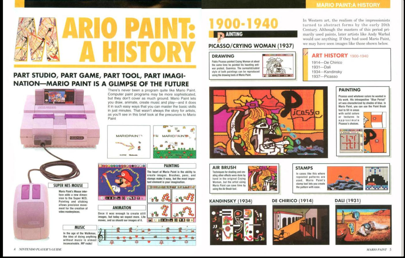 Страницы официальной инструкции Mario Paint, посвящённые музыке