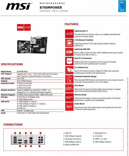 Процессоры Intel прошлых поколений настолько лучше текущих? MSI представила системную плату B760MPOWER с сокетом LGA 1700