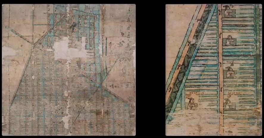 Отдельные фермерские участки и дома на исторической карте города 