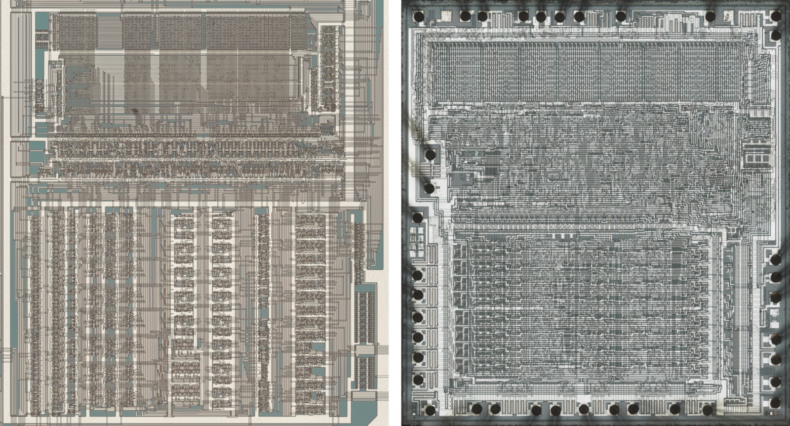 Сравнение ядра SPL02 и 6502 (оригинальное фото)