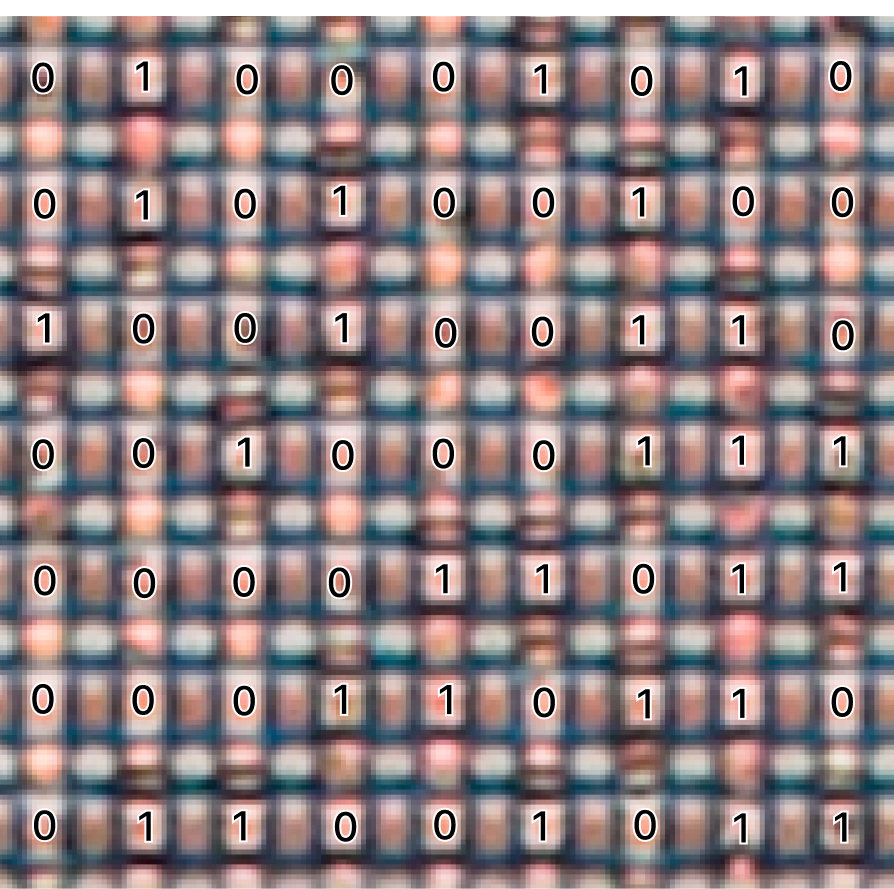 Фрагмент ПЗУ с подписанными состояниями ячеек