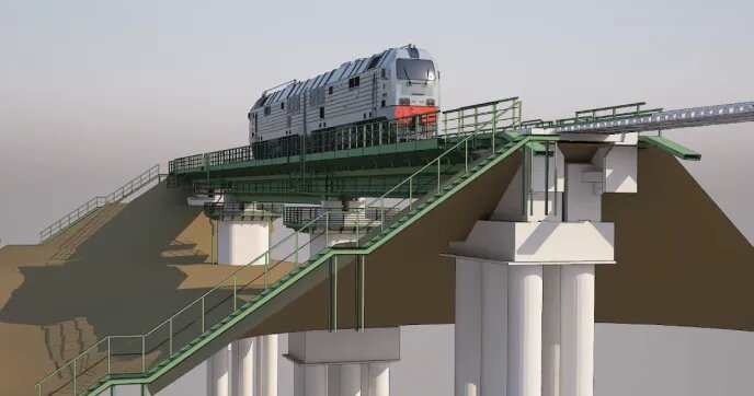 Рис. 1. Мост, частично смоделированный в nanoCAD BIM Строительство для БАМ-3