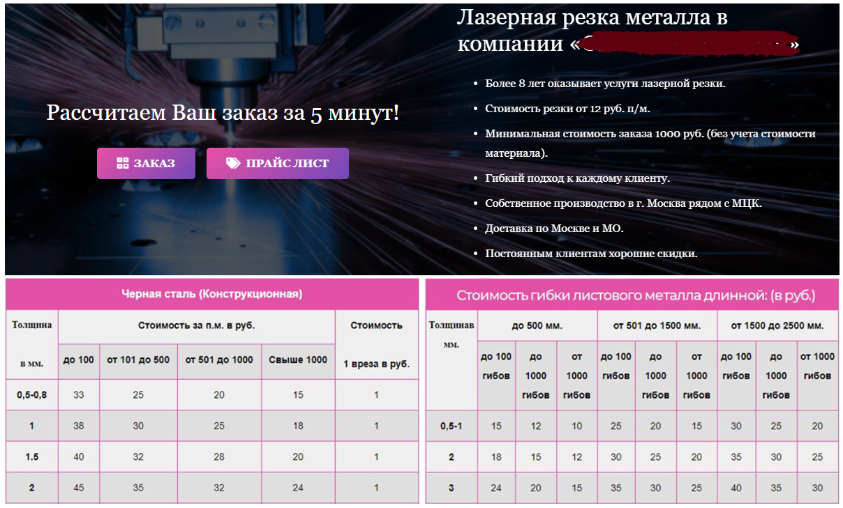 Рис. 13 — Пример ложного прайса металлообрабатывающего производства