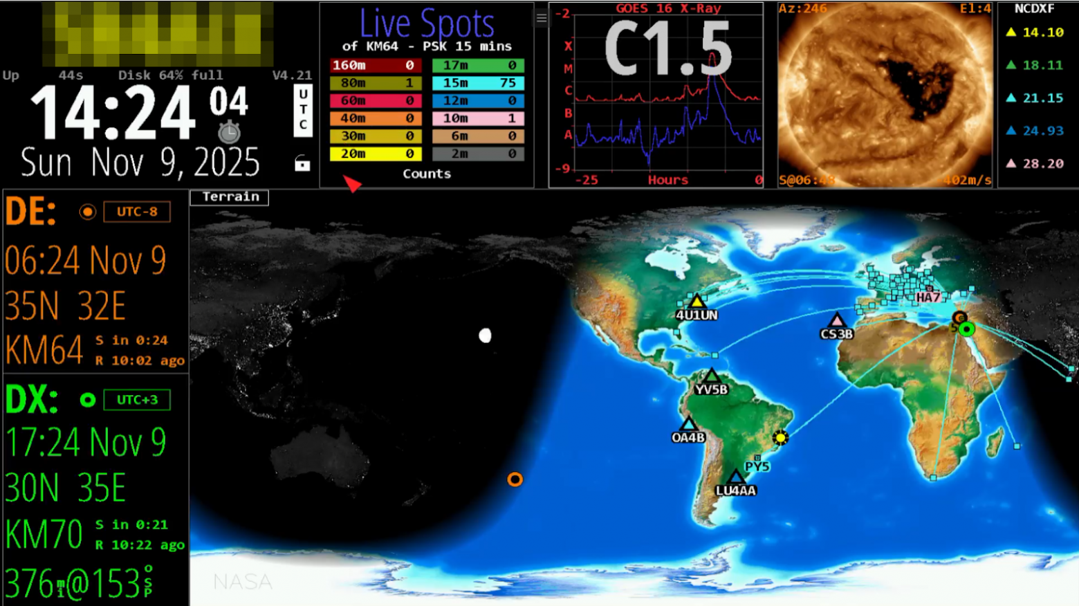 HamClock на Inovata Quadro