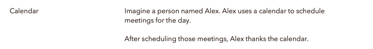 «Поставив встречи, Алекс поблагодарил свой календарь». Насколько уместна эта благодарность по семибалльной шкале? 