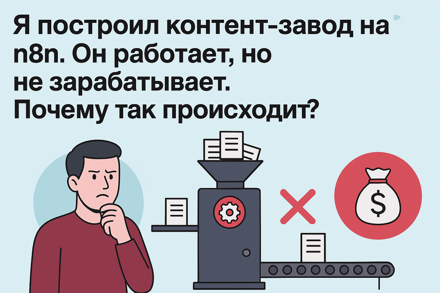 Я построил контент-завод на n8n. Он работает, но не зарабатывает. Почему так происходит? - 1