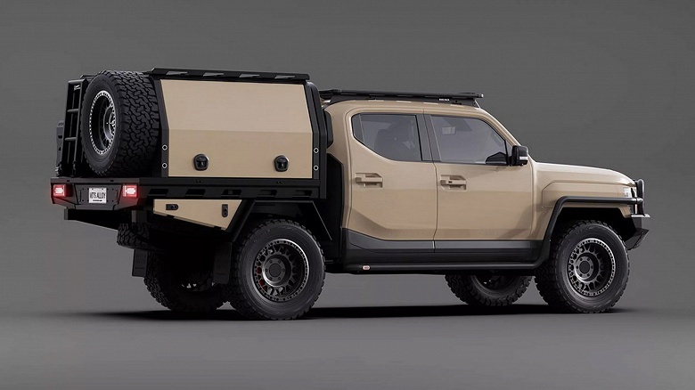 Kia Tasman превратился в приключенческий пикап мечты: мощный силовой бампер, лифт подвески и дом на колесах