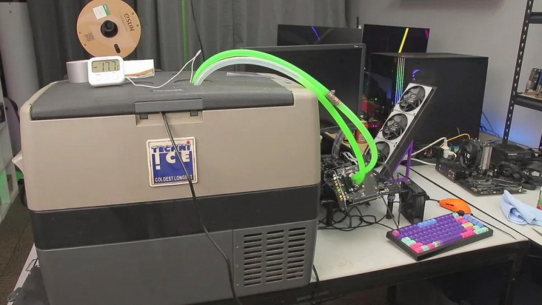 Оверклокер экстремально разогнал GeForce RTX 5050, использовав холодильник вместо азота