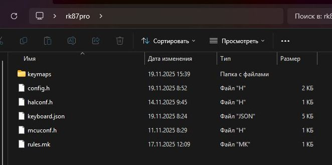 в папке keymaps есть папка default, а в ней только файл keymap.c (об этом файле дальше)