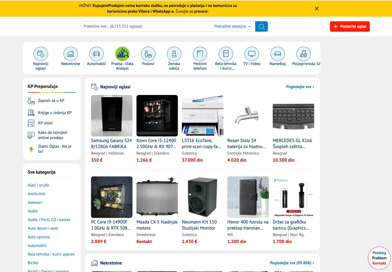 Kupujem prodajem — местный аналог Авито  