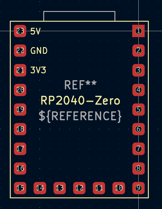 Рис. 15. Символ и посадочное место для микроконтроллера rp2040-zero