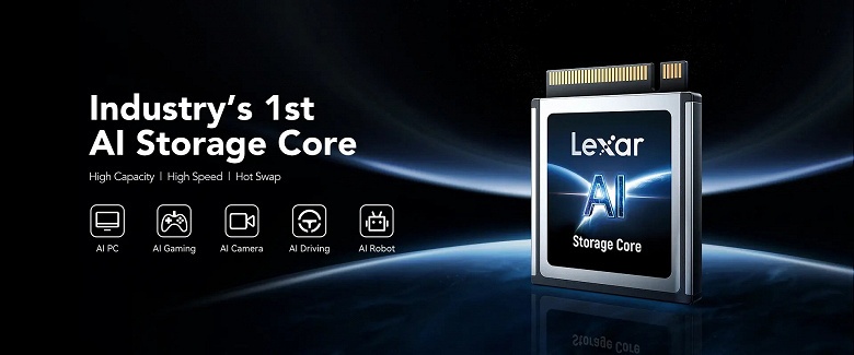 Быстрый SSD размером с SD-карту. Lexar представила первые в отрасли компактные SSD для задач ИИ с возможностью горячей замены
